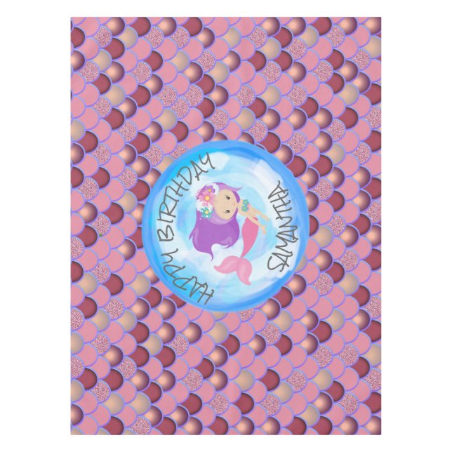 Meerjungfrau Lila Rosa Scala Tischdecke (Vorderseite)