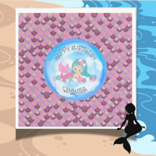 Meerjungfrau Lila Rosa Scales Napkins Serviette