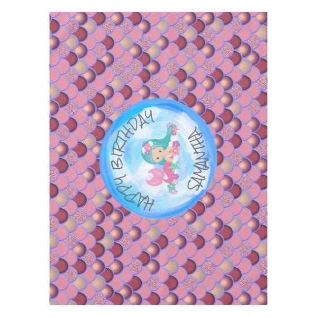 Meerjungfrau Lila rosa Scales Tablette Tischdecke (Vorderseite)