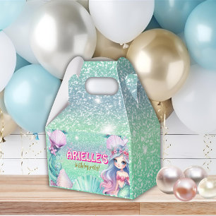 Meerjungfrau lila und türkisfarbene Glitter Favor  Geschenkschachtel