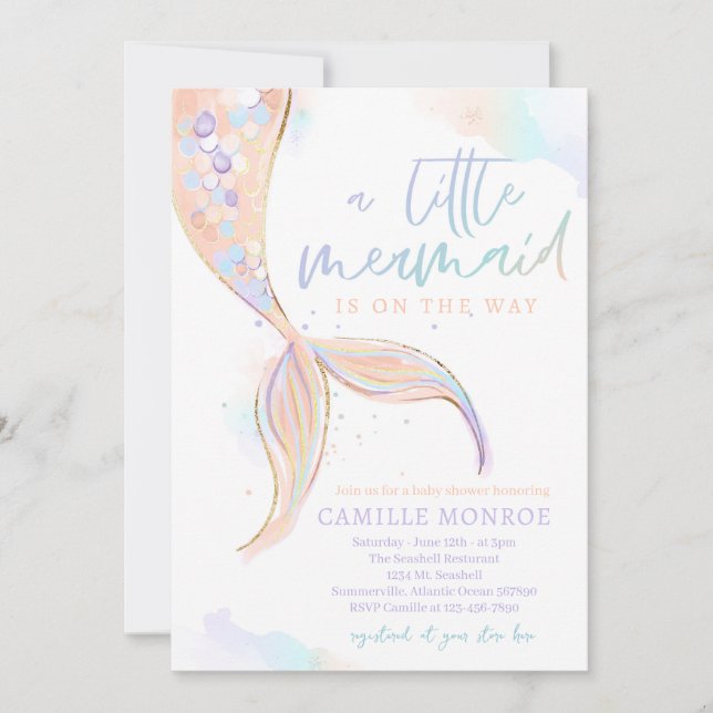 Meerjungfrau Mädchen-Dusche Einladung (Vorderseite)