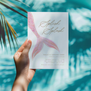 Meerjungfrau Mädchen Hübsch rosa Geburtstag Einladung