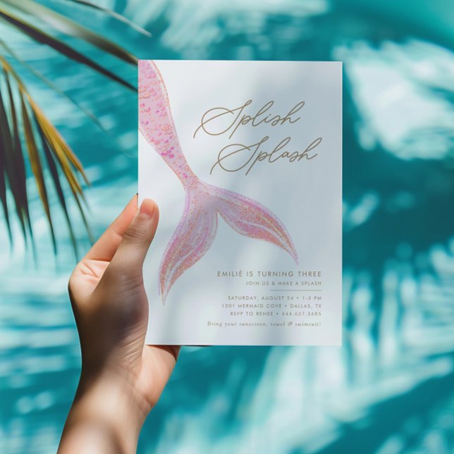 Meerjungfrau Mädchen Hübsch rosa Geburtstag Einladung (Von Creator hochgeladen)