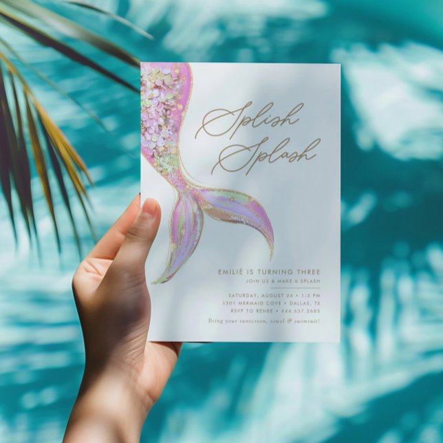 Meerjungfrau Mädchen Rosa Geburtstagsparty Einladung (Von Creator hochgeladen)