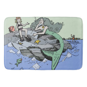 Meerjungfrau Mädchen Sommer Strand Freundschaft Wh Badematte