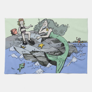 Meerjungfrau Mädchen Sommer Strand Freundschaft Wh Handtuch