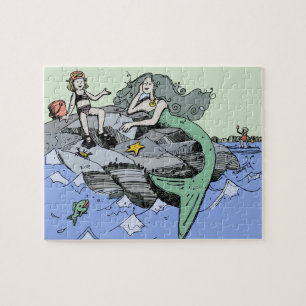 Meerjungfrau Mädchen Sommer Strand Freundschaft Wh Puzzle