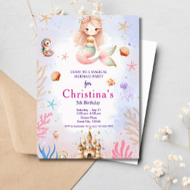 Meerjungfrau Magische Geburtstagspartei Einladung