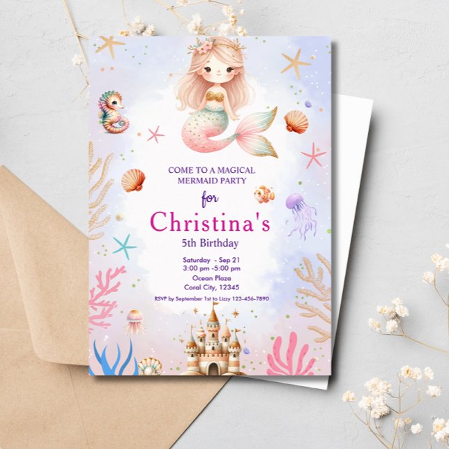 Meerjungfrau Magische Geburtstagspartei Einladung (Von Creator hochgeladen)