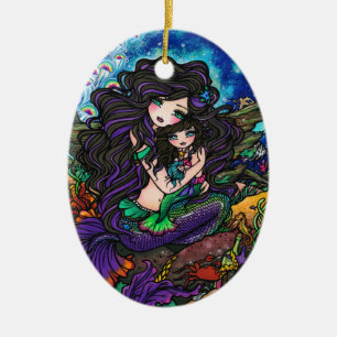 Meerjungfrau-Mama-und Baby-Unterwasserkunst durch Keramik Ornament