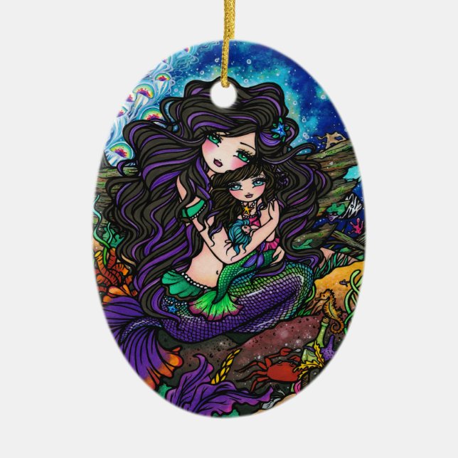 Meerjungfrau-Mama-und Baby-Unterwasserkunst durch Keramik Ornament (Vorne)