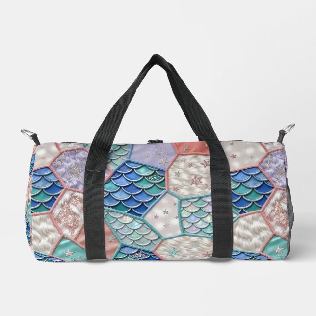 Meerjungfrau Märchen-Faux-Patchwork-Duffel-Tasche Duffle Bag (Vorderseite)