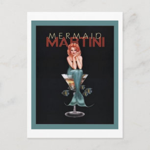 Meerjungfrau Martini Postkarte