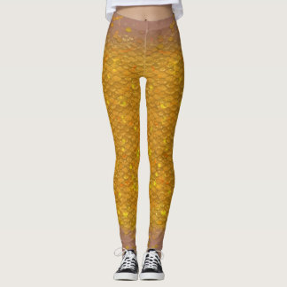 Meerjungfrau-Maßstab gemischt Taille Leggings Gold