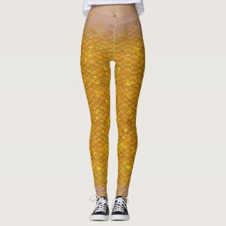 Meerjungfrau-Maßstab gemischt Taille Leggings Gold
