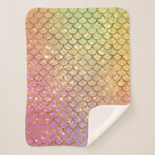 Meerjungfrau-Maßstäbe, goldfarben, lila grün Sherpadecke