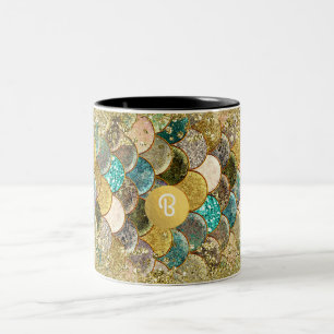 Meerjungfrau Meer Schuppen Strand Glamour Eigenes  Zweifarbige Tasse