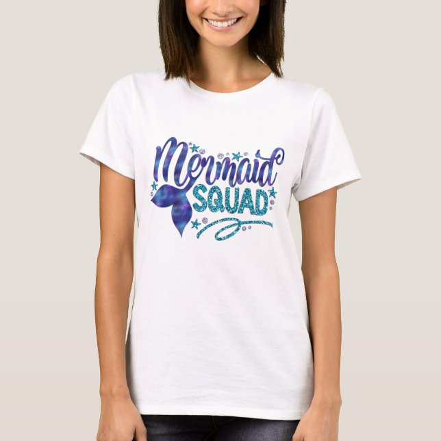 Meerjungfrau - "Meerjungfrau-Gruppe" - aquamariner T-Shirt (Vorderseite)