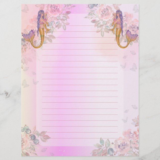 Meerjungfrau mit Babykunst von Renee Lavoie Briefbogen (Vorderseite)