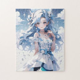 Meerjungfrau mit blauem Haar in einem blauen Kleid Puzzle