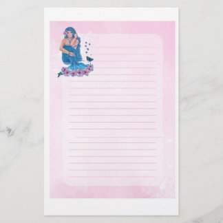 Meerjungfrau mit Blume von Renee Lavoie Briefpapier