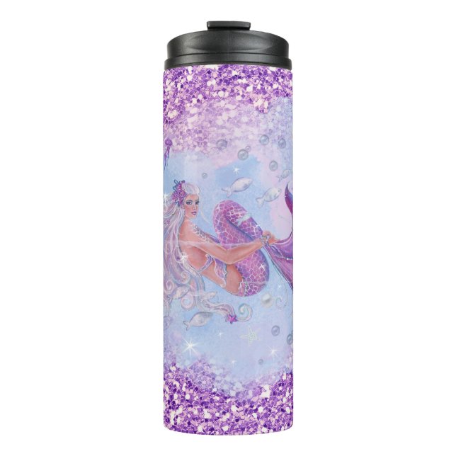 Meerjungfrau mit Blume von Renee Lavoie Thermosbecher (Vorderseite)