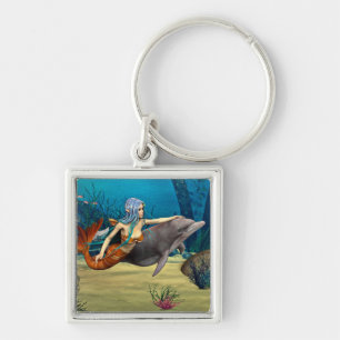 Meerjungfrau mit Delfin Schlüsselanhänger