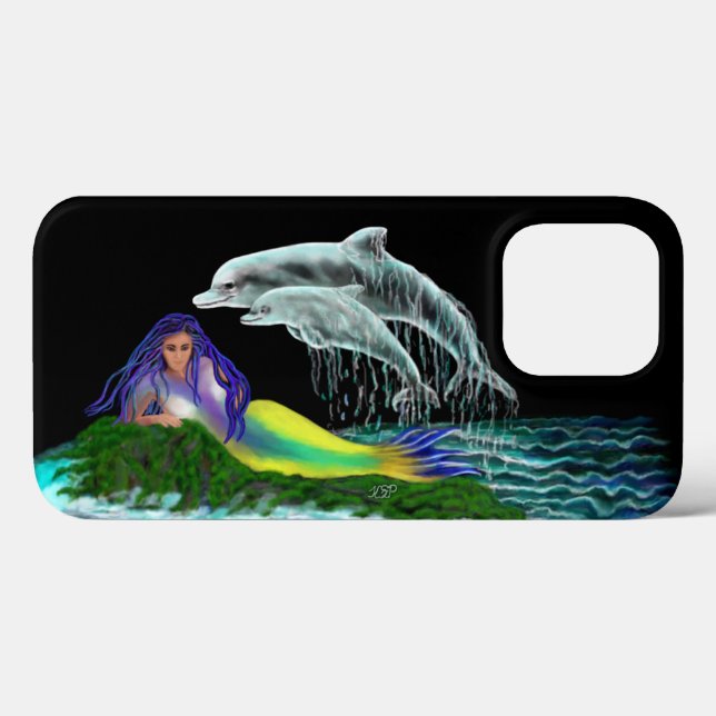 Meerjungfrau mit Delphinen Case-Mate iPhone Hülle (Rückseite (Horizontal))
