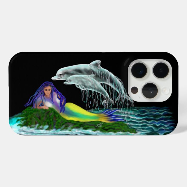 Meerjungfrau mit Delphinen Case-Mate iPhone Hülle (Rückseite (Horizontal))