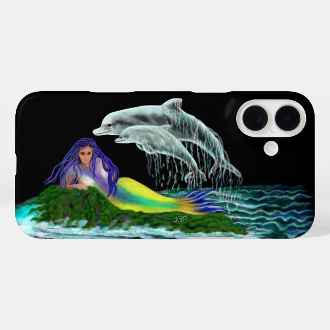 Meerjungfrau mit Delphinen Case-Mate iPhone Hülle (Rückseite (Horizontal))