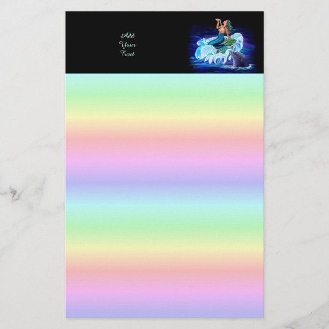 Meerjungfrau mit Dolphin Briefpapier (Vorderseite)