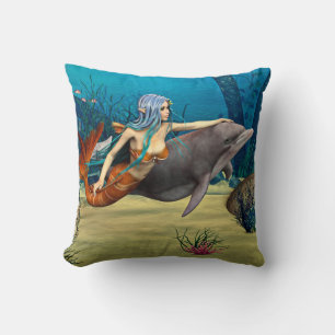 Meerjungfrau mit Dolphin Kissen
