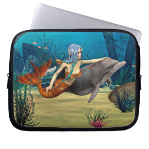 Meerjungfrau mit Dolphin Laptopschutzhülle