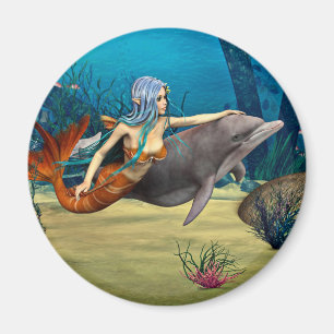 Meerjungfrau mit Dolphin Magnet