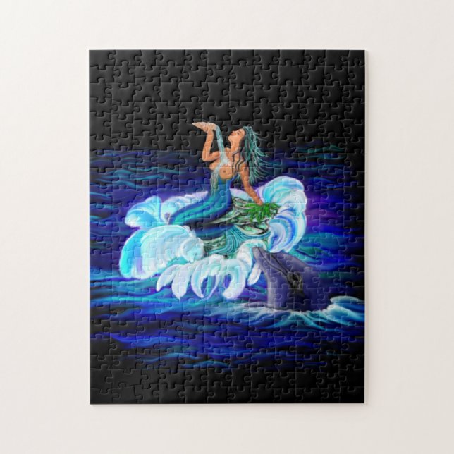 Meerjungfrau mit Dolphin Puzzle (Vertikal)
