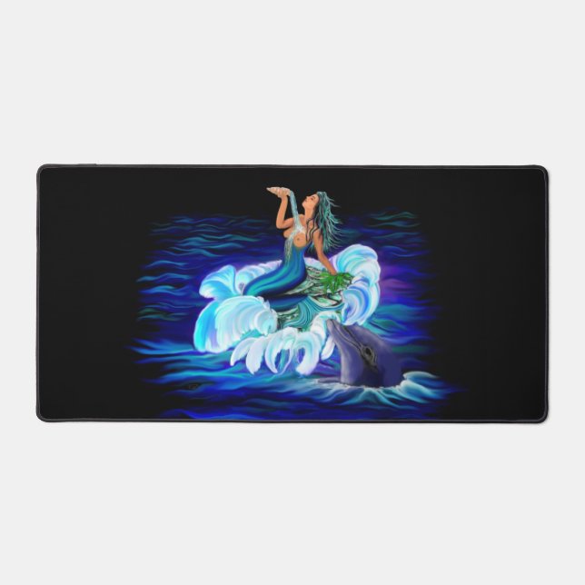 Meerjungfrau mit Dolphin Schreibtischunterlage (Vorderseite)