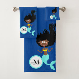 Meerjungfrau mit Dreadlocks Haar Girl Bath Handtuc Badhandtuch Set
