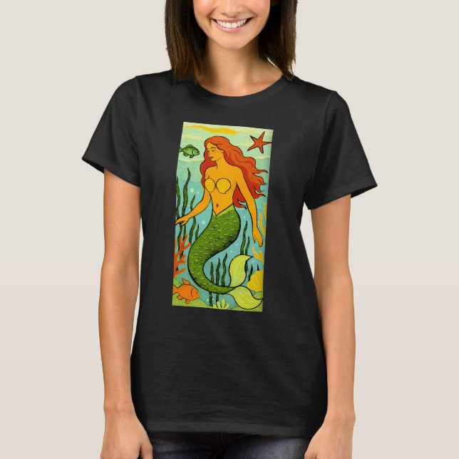Meerjungfrau mit Fisch T-Shirt (Vorderseite)