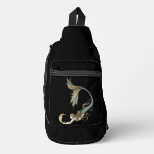 Meerjungfrau mit Mond Fantasy-Kunst Crossbody Bag