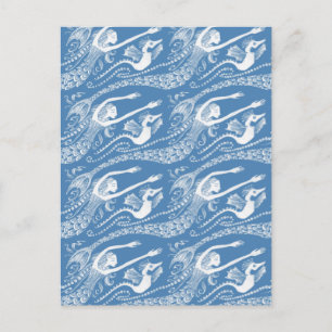 Meerjungfrau mit Perlen und Seepferd Postkarte