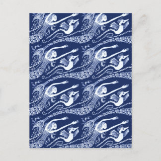 Meerjungfrau mit Perlen und Seepferd Postkarte