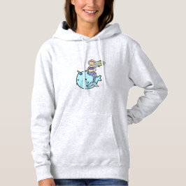 Meerjungfrau mit Rainbow Hair Riding Pet Narwal Hoodie