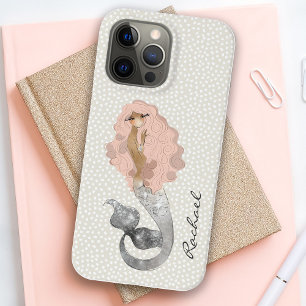 Meerjungfrau mit rosa Haar und Ihrem Namen Case-Mate iPhone 14 Pro Max Hülle