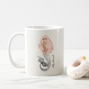 Meerjungfrau mit rosa Haar und Ihrem Namen Kaffeetasse
