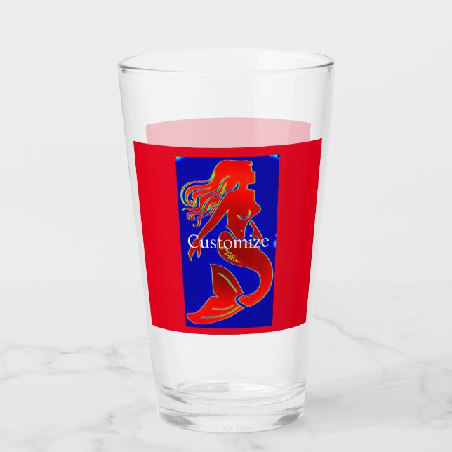 Meerjungfrau mit rotem Button Glas (Vorderseite)