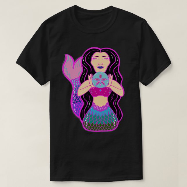 Meerjungfrau mit Sand Dollar 1 T-Shirt (Design vorne)