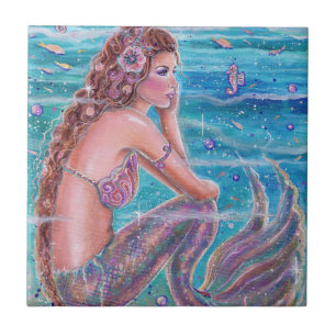 Meerjungfrau mit Seepferden von Renee Lavoie Fliese