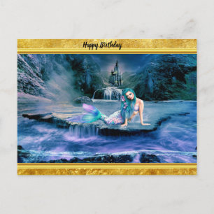Meerjungfrau mit türkisfarbenem Haar Postkarte