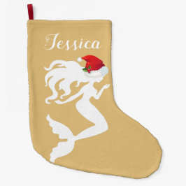 Meerjungfrau mit Weihnachtsmannmütze Strumpf Großer Weihnachtsstrumpf