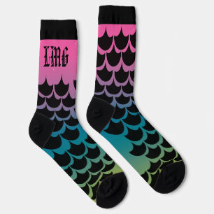 Meerjungfrau-Monogramm-Muster-Regenbogen-Socken Socken